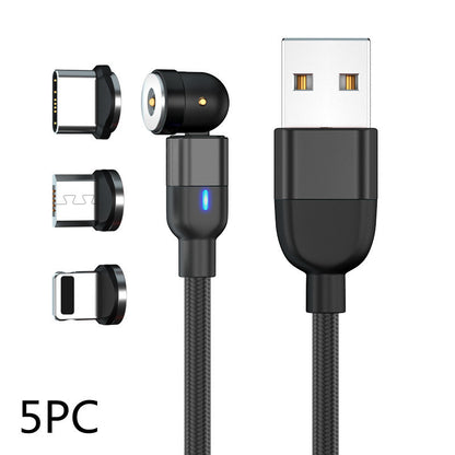Câble de données, 540 degrés aspiration aveugle, câble de charge magnétique rond, câble magnétique courbé trois en un