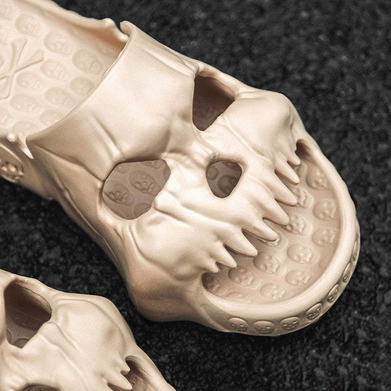 Chaussons d'Halloween personnalisés avec motif tête de mort, pour salle de bain, intérieur ou extérieur, amusants, pour la plage - LUXARAH