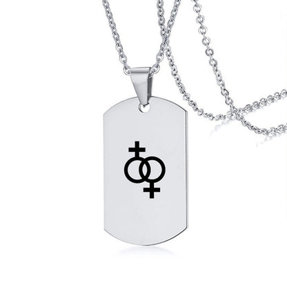 Collier en acier inoxydable avec inscription LGBT, symbole de la fierté gay, lesbienne et transgenre, pour hommes et femmes