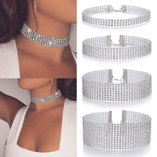 Collier ras du cou tendance pour femme, entièrement en cristal et strass, bijou de mariage