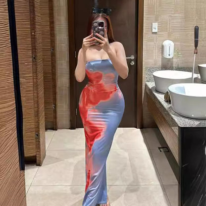 Robe longue fendue et moulante pour femme, tenue d'été sexy, idéale pour les fêtes ou la plage
