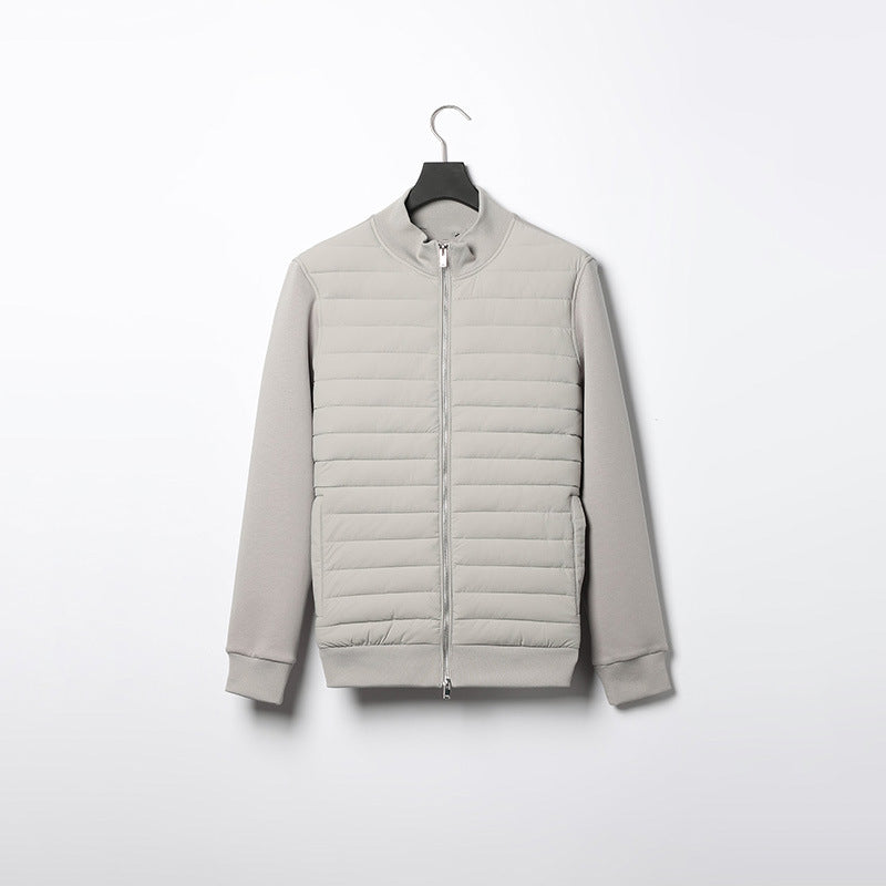 Manteau léger à col montant pour homme, veste tricotée à coutures tendance, vêtements d'hiver