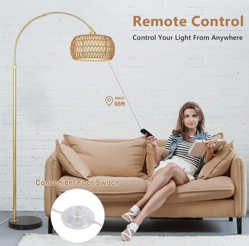 Lampadaire en rotin Simian, 3 niveaux de température réglables - LUXARAH