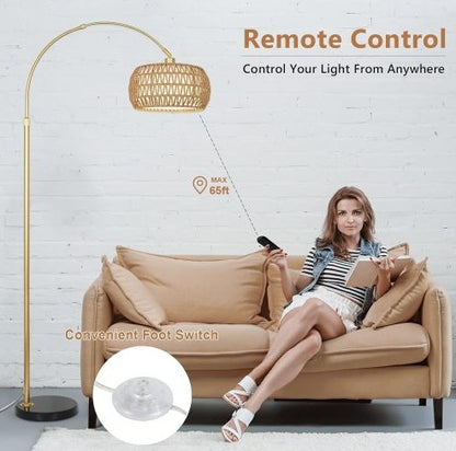 Lampadaire en rotin Simian, 3 niveaux de température réglables - LUXARAH