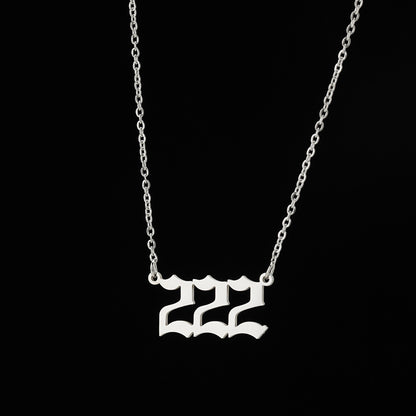 Collier pendentif numérique porte-bonheur pour femme, style ange, tendance, en acier inoxydable 000-999, style vintage