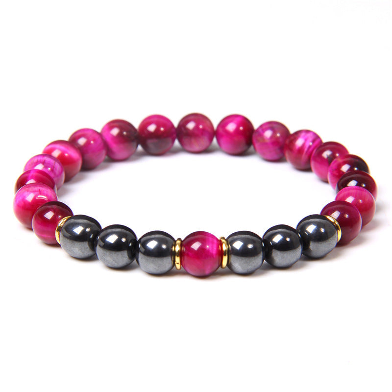 Bracelet en pierre biliaire noire œil de tigre, énergie et fitness, cadeau pour homme - LUXARAH
