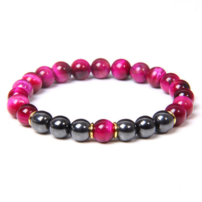 Bracelet en pierre biliaire noire œil de tigre, énergie et fitness, cadeau pour homme - LUXARAH