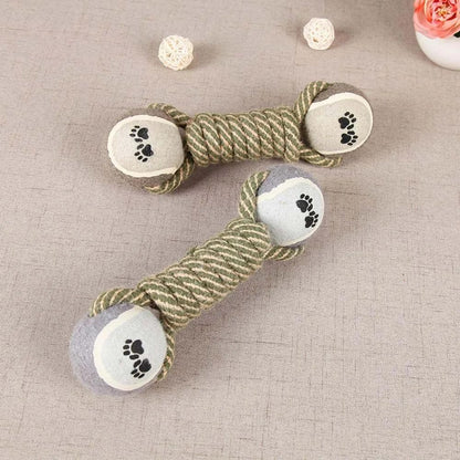 Jouet à mâcher pour animaux de compagnie, corde en coton, haltère de tennis, balle en caoutchouc, jouet interactif pour chiens de taille moyenne et grande, fournitures de jeu pour animaux - LUXARAH