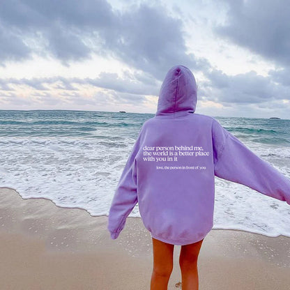 Sweat à capuche créatif avec lettres « Everything Will Be Okay » pour femme, décontracté, ample, chaud et confortable