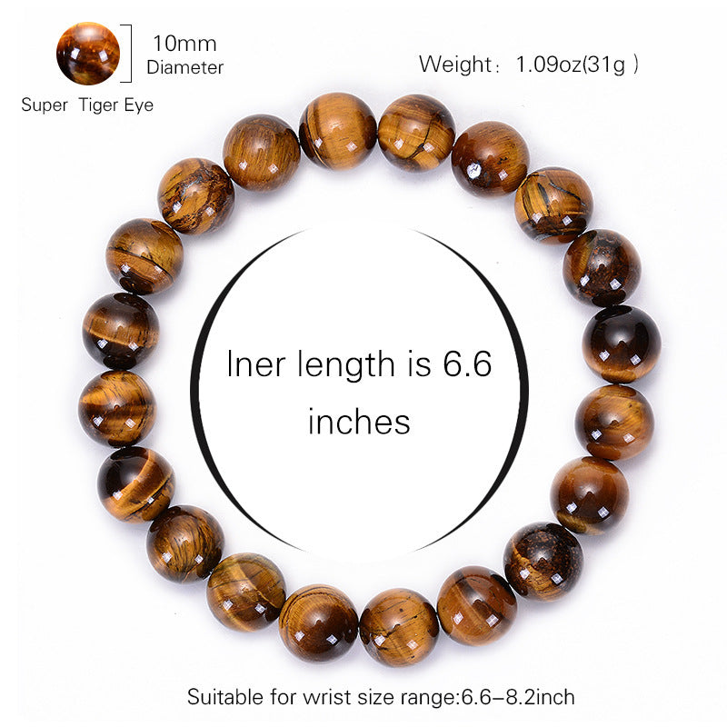 Bracelet d'énergie de yoga en œil de tigre jaune naturel de qualité A - LUXARAH