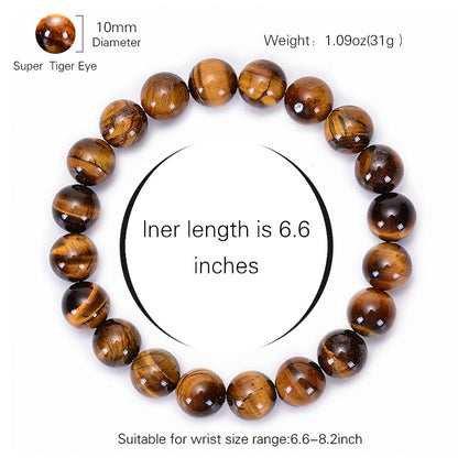 Bracelet d'énergie de yoga en œil de tigre jaune naturel de qualité A - LUXARAH