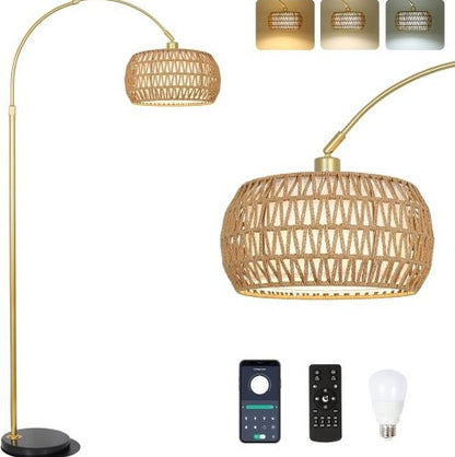 Lampadaire en rotin Simian, 3 niveaux de température réglables - LUXARAH