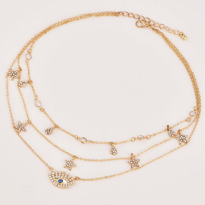 Collier multicouche Bls-miracle pour femmes, longue chaîne, pendentif œil turc, colliers tendance en cristal, étoile et gouttes d'eau