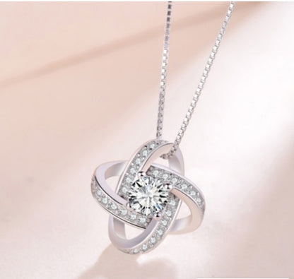 Collier en argent sterling 925 pour femme, pendentif cœur éternel, mosaïque de zircons, cadeau
