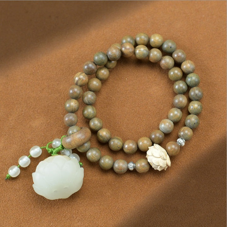 Bracelet à double anneau en bambou et bois de santal vert naturel à faire soi-même - LUXARAH
