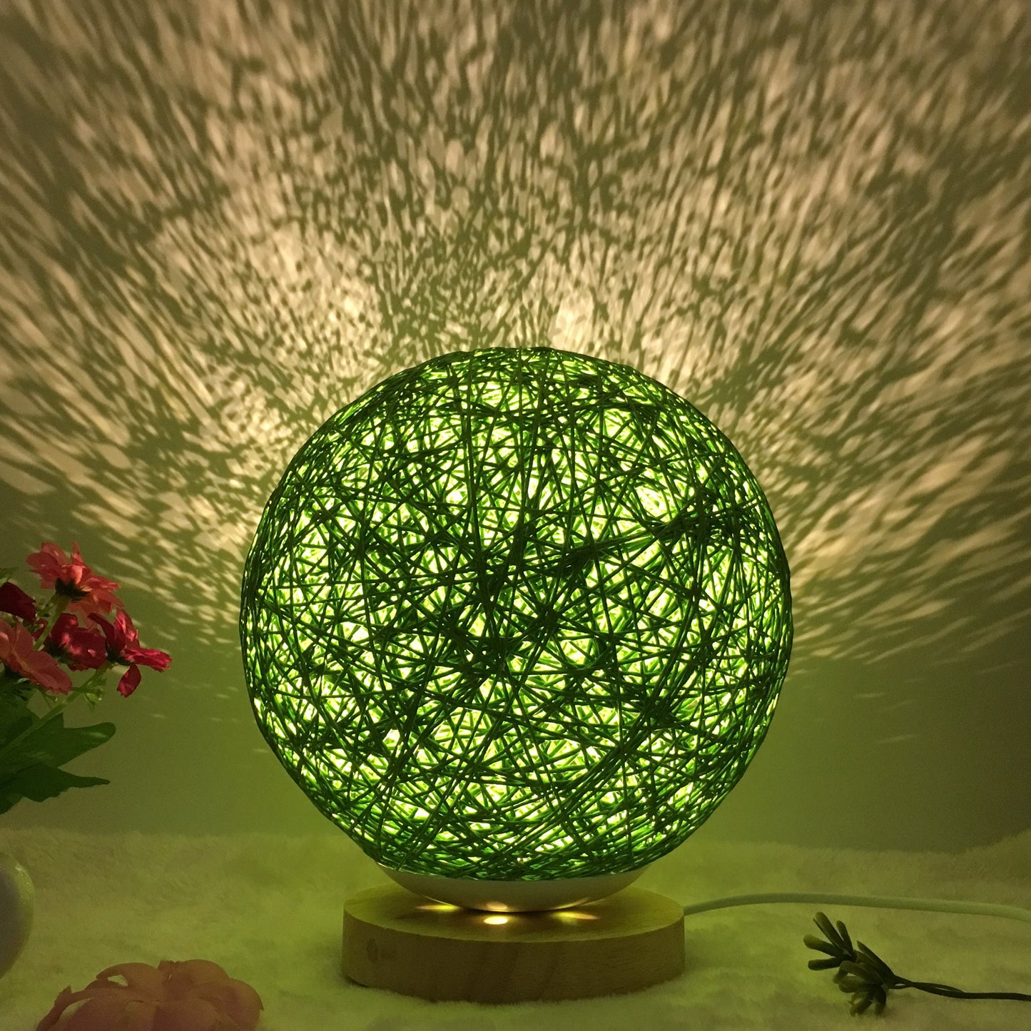 Lampe de table créative en lin, nouveauté et unique, LED intelligente, télécommande, boule en rotin - LUXARAH