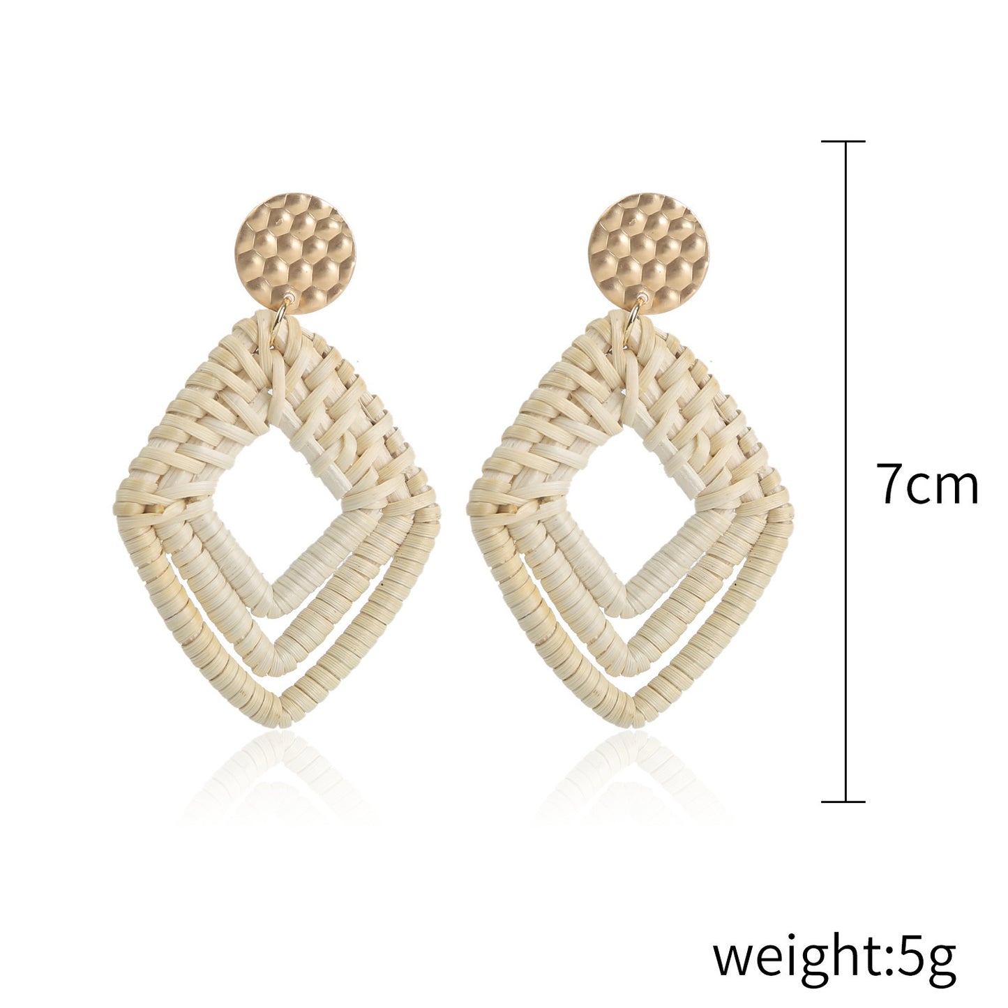 Boucles d'oreilles en bambou et rotin tissés à la main, boucles d'oreilles tribales en rotin - LUXARAH