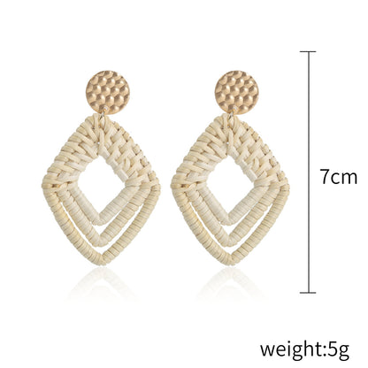 Boucles d'oreilles en bambou et rotin tissés à la main, boucles d'oreilles tribales en rotin - LUXARAH