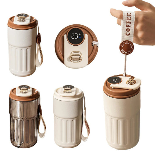 Bouteille isotherme numérique intelligente, tasse à café portable, bouteille d'eau en acier inoxydable, tasse isotherme pour voiture, garde le froid, bouteilles sous vide 450 ml