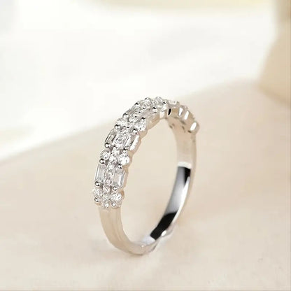 Bague multicouche à trois couches, sertie de lignes fines et circulaires, pour femmes, bagues à doigt complet, bijoux cadeaux