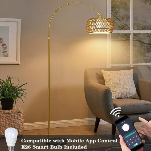 Lampadaire en rotin Simian, 3 niveaux de température réglables - LUXARAH