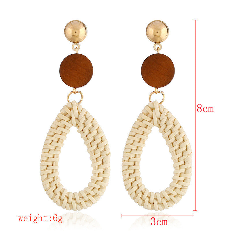 Boucles d'oreilles en bambou et rotin tissés à la main, boucles d'oreilles tribales en rotin - LUXARAH