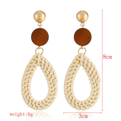 Boucles d'oreilles en bambou et rotin tissés à la main, boucles d'oreilles tribales en rotin - LUXARAH