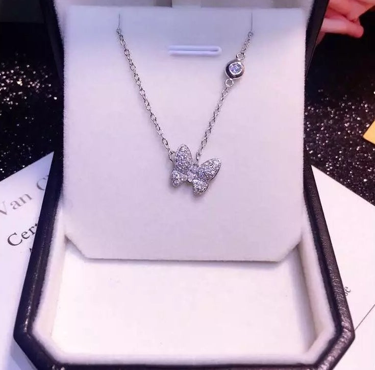 Colliers longs papillons en argent sterling 925