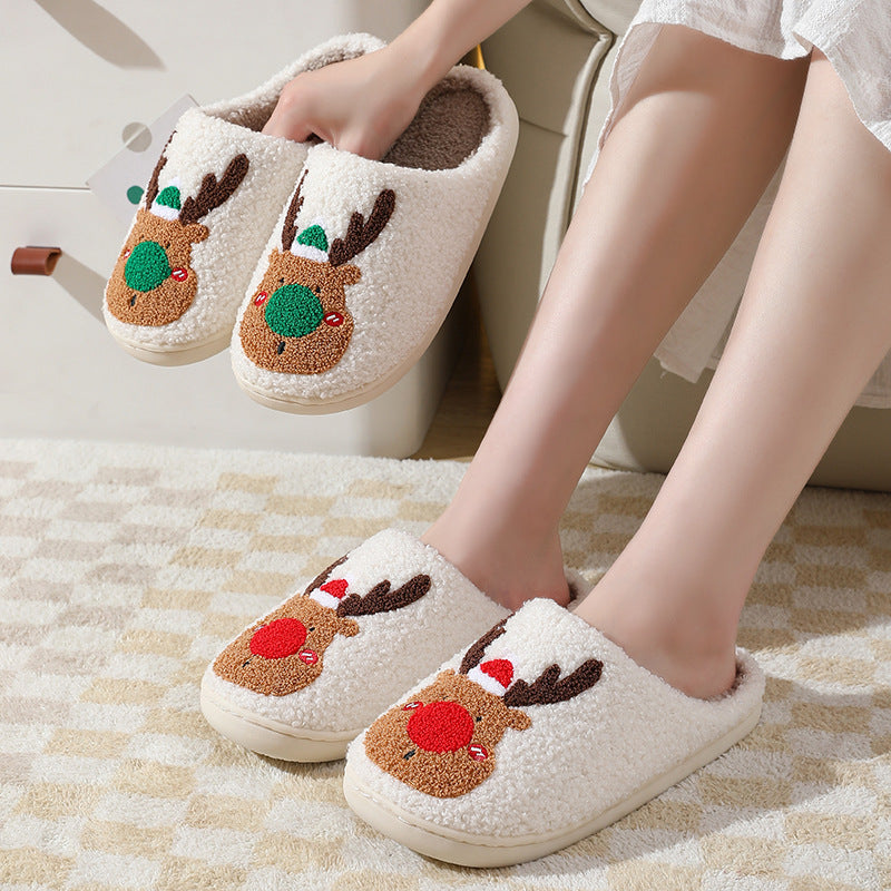 Chaussures de Noël, pantoufles d'hiver pour la maison, pantoufles de chambre douces et confortables, chaussures de maison à enfiler - LUXARAH
