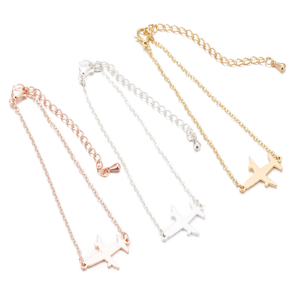Bracelets en acier inoxydable avec pendentif en forme d'avion, chaîne à breloques tendance, bijoux pour femmes, cadeaux de fête