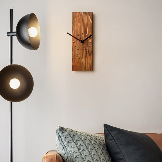 Horloge murale rectangulaire vintage en bois massif Art déco