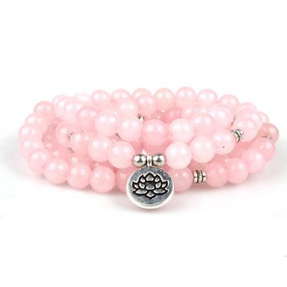 Pallisandro Classico naturel avec 108 perles à pendentif Lotus - LUXARAH
