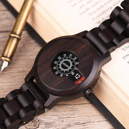 Montre ronde créative en bois de bambou pour homme