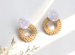 Boucles d'oreilles en paille de bambou et rotin - LUXARAH