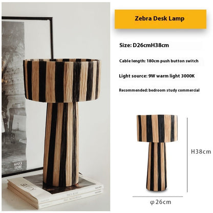 Lampe de chevet rétro en rotin tissé à la main pour chambre à coucher - LUXARAH