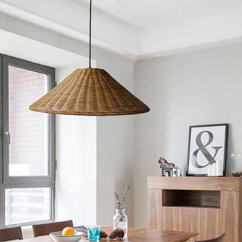 Suspension vintage en rotin tressé et bambou de style Wabi Sabi - LUXARAH