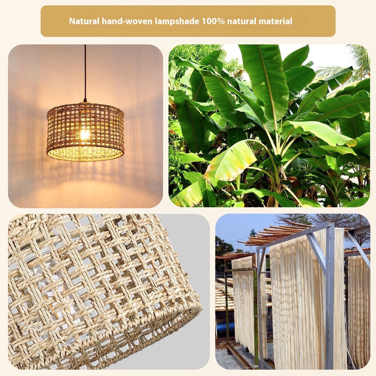 Lustre vintage en rotin pour lit, petit-déjeuner et café - LUXARAH