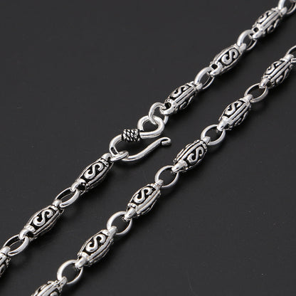 Collares de plata tailandeses vintage para hombre y mujer, con el clásico y popular patrón de letra S.