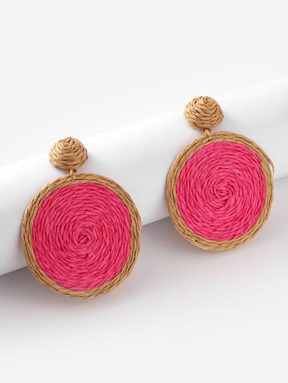 Boucles d'oreilles bohèmes tissées à la main en rotin synthétique - LUXARAH