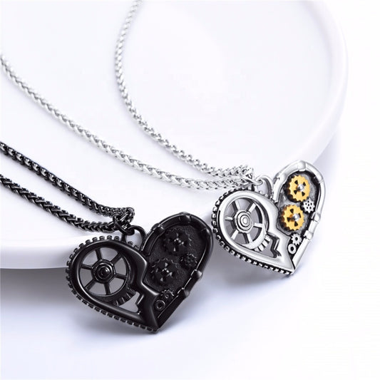 Colliers avec pendentif en forme de cœur en acier inoxydable noir de qualité