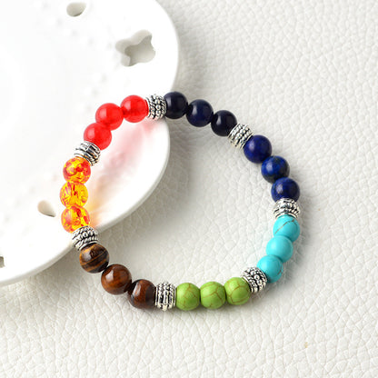 Bracelet de yoga énergétique en pierre naturelle colorée avec chakras - LUXARAH