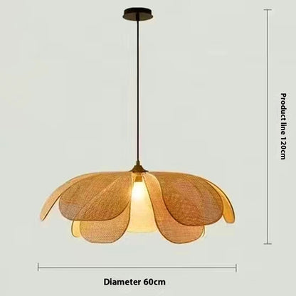 Lustre créatif fait main en pétales de rotin - LUXARAH