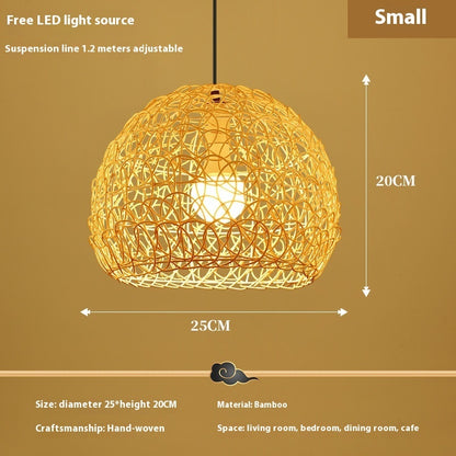 Lustre en chapeau de paille en rotin d'Asie du Sud-Est créatif - LUXARAH