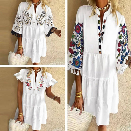 Robe d'été élastique, style vintage, mignon, élégant, à fleurs - LUXARAH