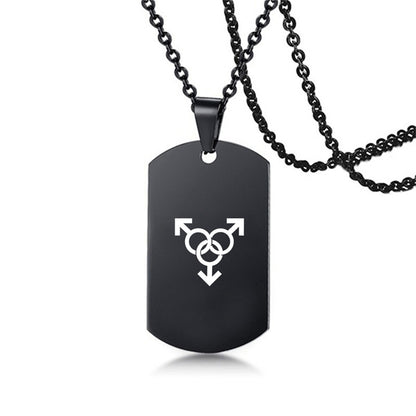 Collier en acier inoxydable avec inscription LGBT, symbole de la fierté gay, lesbienne et transgenre, pour hommes et femmes