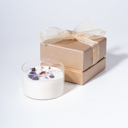 Bougie d'aromathérapie créative en cire de soja et pierre de cristal naturel