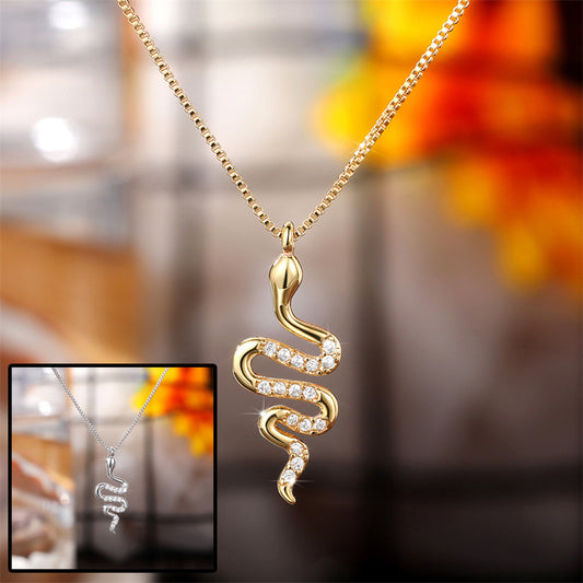 Collier pendentif serpent tendance pour femme avec zircone éblouissante, accessoire de fête élégant, cadeau délicat, bijoux animaux pour femmes, bijoux fantaisie
