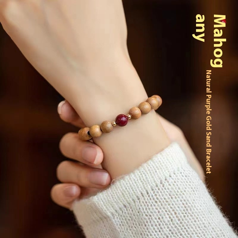 Bracelet de méditation chinois en bois de pêcher naturel - LUXARAH