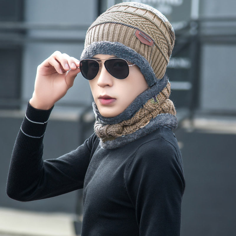 Ensemble bonnet et écharpe d'hiver en tricot chaud, doublé polaire épaisse, cache-cou pour homme et femme
