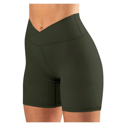 Leggings de yoga fitness grande taille pour femmes, taille croisée, leggings courts - LUXARAH